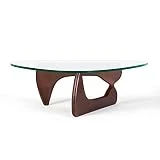 Handmade Isamu Noguchi Replica Coffee Table Brown Glam Mid-Century Modern Traditional Triangle Oak Wood Finish Includes Hardware Reclaimed