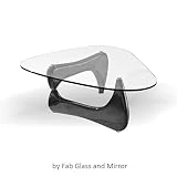 Fab Glass and Mirror Noguchi Style Coffee Table with Clear Glass Top, Black