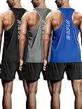 Bafly Men's 3 Pack Workout Tank Tops Dry Fit Y-Back Gym Muscle Sleeveless Training Tank