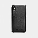 Coach iPhone X/XS Black Leather Case with Outside Slip Pocket
