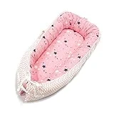 Newborn Lounger, KOBWA Portable Soft Breathable Baby Bed, Removable Cover Baby Bionic Bed for Infants Toddlers - 100% Cotton Crib Mattress for Bedroom Travel
