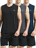 Roadbox Men's 3 Pack Performance Sleeveless Workout Muscle Bodybuilding Tank Tops Shirts