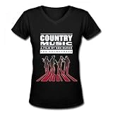 LDL228 KenBurns Country Music T Shirt for Womens Contton Black (XXL)