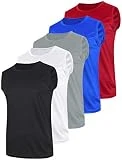 Pack of 5 Dry Fit Tank Tops for Men - Men's Performance Athletic Training Sleeveless Workout Shirts (X-Large)