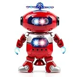 Alagoo Electronic Toy Robot Walking Dancing Singing Robot with Musical and Colorful Flashing Lights 360° Body Spinning Robot Toy Gift for Kids, Boys, Girls (Red)