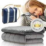 Snuggle Pro Weighted Blanket for Kids - 5 lbs Heavy Blanket for Sleeping, 36''x48'' - Set with Bamboo & Minky Reversible Cover - Great Comfort for Children, Toddlers - Sensory Calming Weighted Blanket