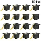 Halloween Candy Boxes, Coxeer 50PCS Paper Treat Gift Boxes Cap Shaped Design Black Candy Gift Bags for Halloween Party Decorations Kids Birthday Party Supplies