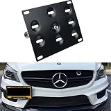 Dewhel Front Bumper Tow Hook License Plate Mount Bracket Bolt on No Drill Relocator Hole Adapter Support Holder For Mercedes W204 C-Class W212 E-Class C117 CLA-Class W221 S-Class W166 ML X204 GLK
