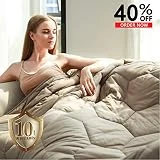 YEMYHOM 100% Cotton Weighted Blanket Adult Bed Heavy Blankets with Glass Beads (60'x80' 20 lbs, Stone)