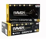 SAS Safety (2 PACK) 66518 Raven Powder-Free Black Nitrile 6 Mil Gloves, LRG